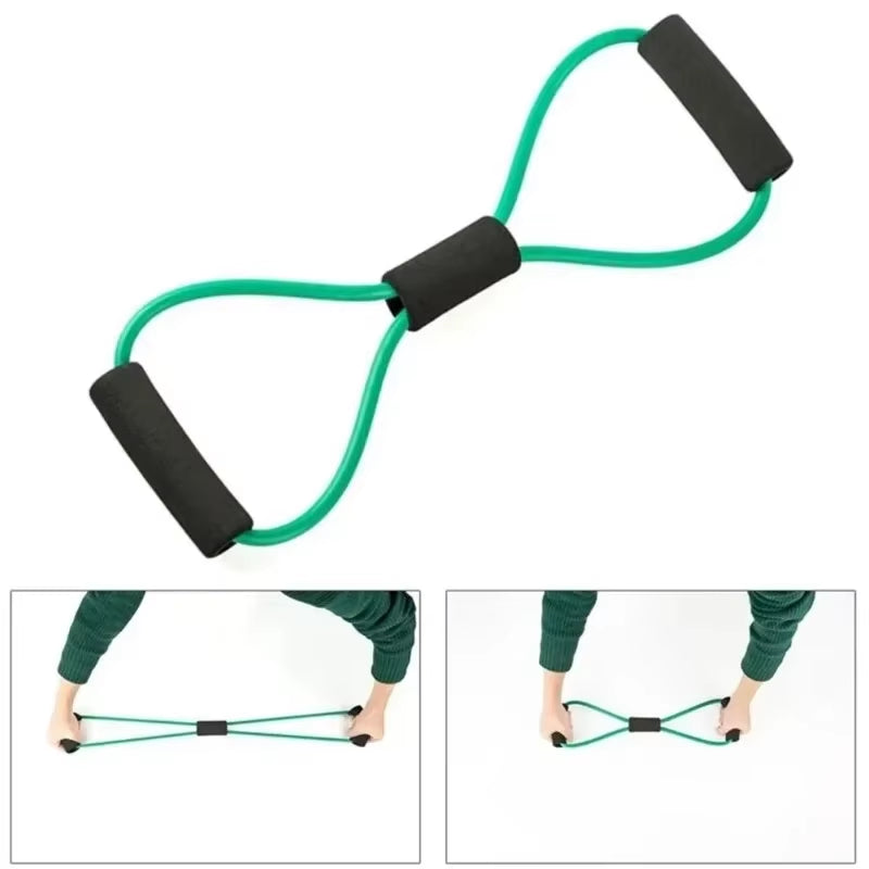 Gym 8 Word Elastic Band Chest Developer Rubber Expander Rope Sports Workout Resistance Bands Fitness Equipment Yoga Training